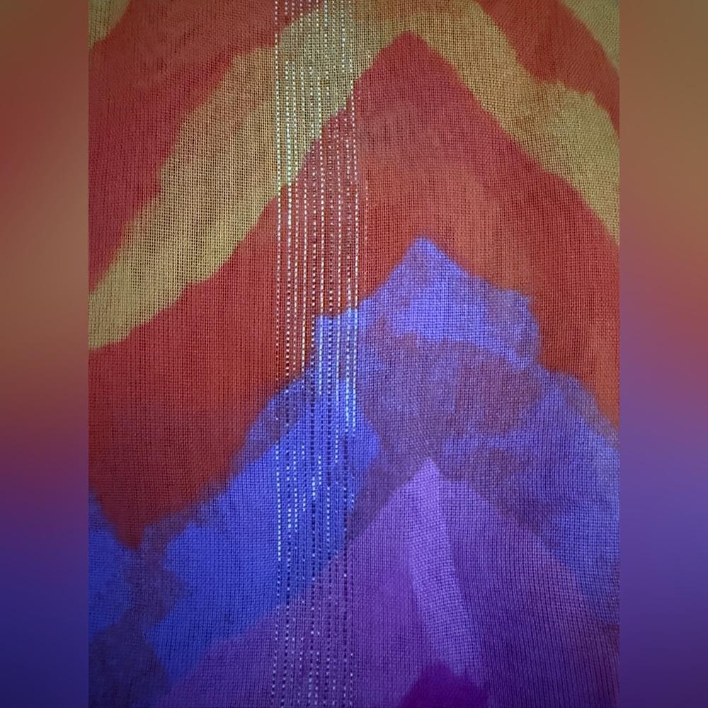 Vibrant Chevron Scarf In Pink, Purple, Orange, And Yellow. NWOT. - Picture 2 of 2